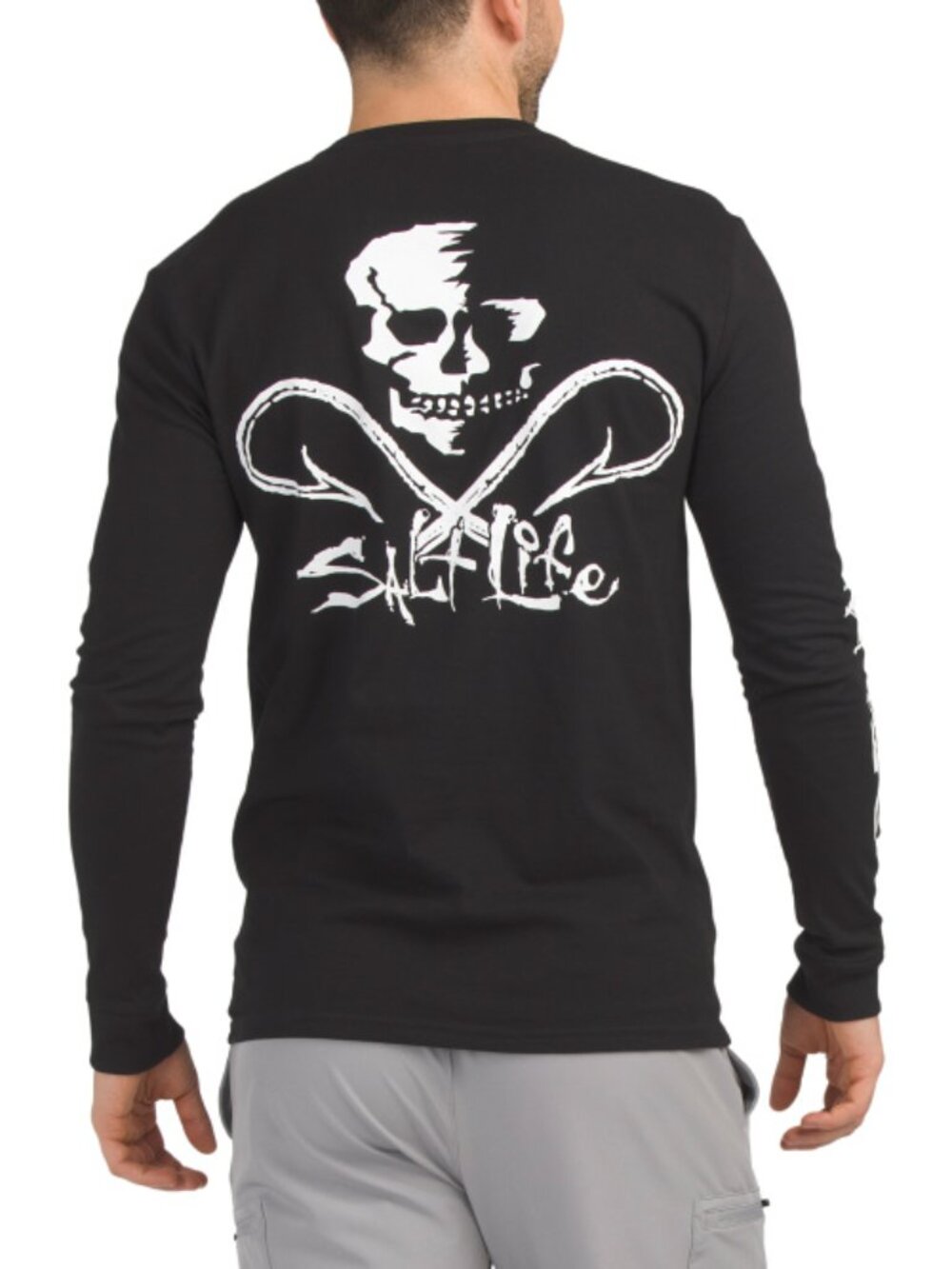 SALT LIFE Skull And Hooks Long Sleeve Pocket Tee